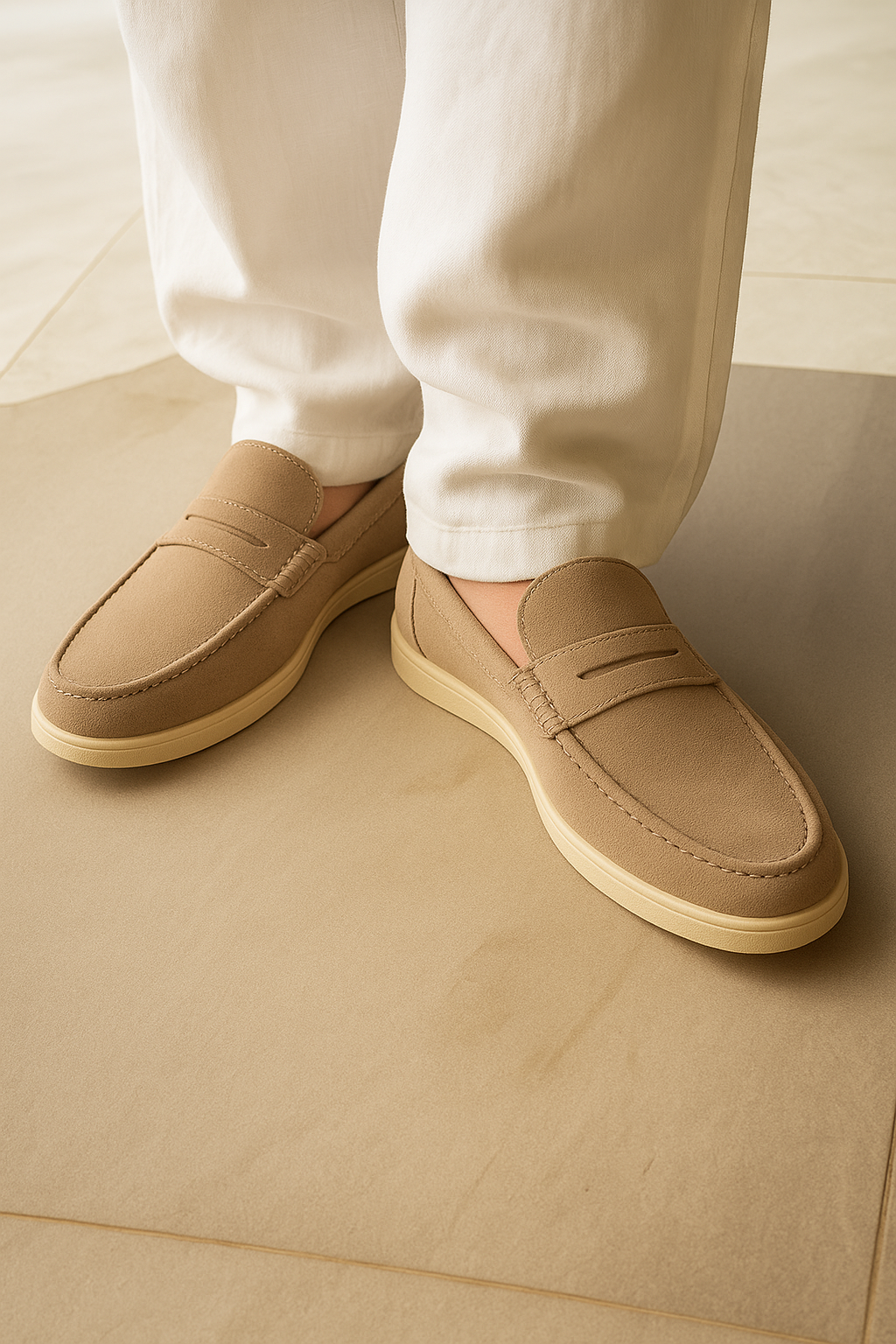 Mocassins Old Money en Daim Homme